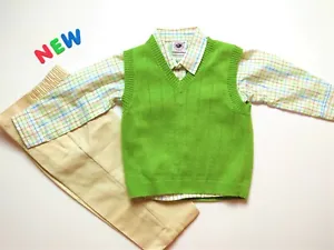 Toddler Kids Baby Boys Clothes Size 18M NWT Good Lad Green Sweater Pants - Picture 1 of 12