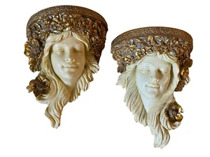 Beautiful Vintage Tupton Nouveau Elegant Lady Wall Shelf Decor 2 Pieces - Picture 1 of 4