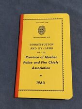 Vintage 1963 Quebec Police and Fire Chiefs Constitution & By-Laws Booklet FR/ENG