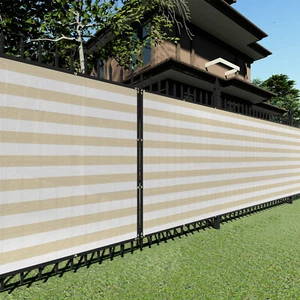 Pantalla de privacidad de valla de 13/14 pies beige tira blanca exterior patio trasero sombra cremallera lazos - Imagen 1 de 8