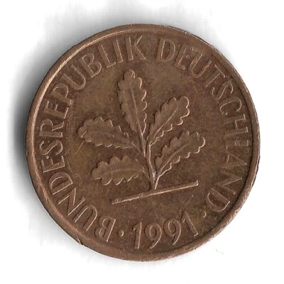 Moneda Mundial de 2 peniques de Alemania 1991 A - KM# 106a Foto 1 de 2