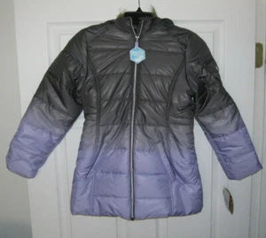 New Cheetah Girls Ombre Puffer Jacket Faux Fur Trim Hood Gray, Violet S, 7/8 - Picture 1 of 2