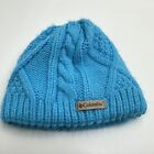Columbia Girls Blue Cable Knit Winter Hat Beanie Black Fleece Lined Youth S/M