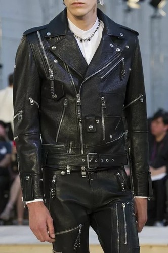 ALEXANDER MCQUEEN McQueen Alexander Giacca di Pelle Nera Uomo Vera Pelle di Agnello Giacca