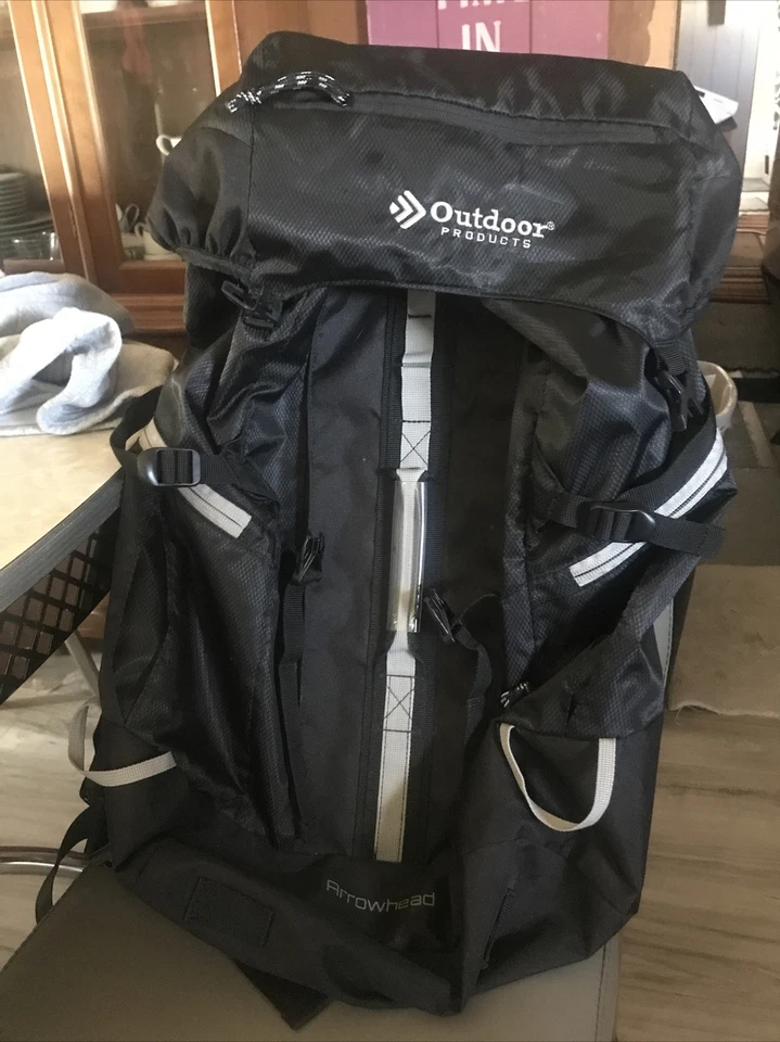 Mochila al aire libre con punta de flecha para senderismo bolsa de lona camping negra cremallera cordón LG Foto 1 de 1