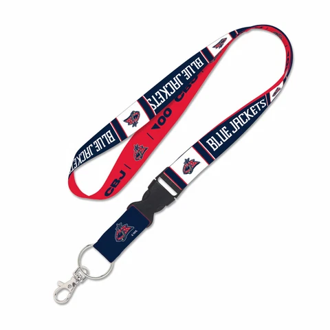 COLUMBUS BLUE JACKETS REVERSE RETRO KEY CHAIN LANYARD DETACH BUCKLE 1" W 22" L Cover