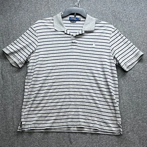 Polo Ralph Lauren Shirt Mens Large Tall Blue Grey Striped Polo Pima Soft Touch - Picture 1 of 8