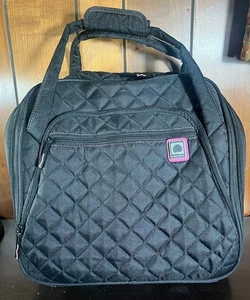 Delsey Paris Soft Air Luggage Bag Under Seat 2 Wheels Carry On Quilted Black VGC - Picture 1 of 13