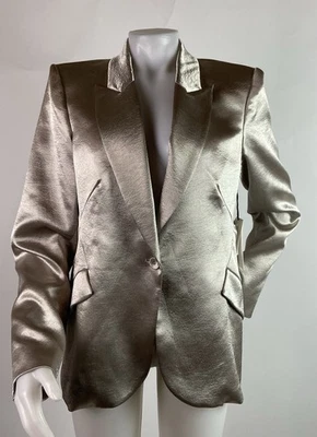 Chaqueta Blazer L'agence Talla 10 Chamberlain Platino Metálico Dorado Fiesta de Vacaciones Foto 1 de 4