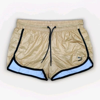 Puma Glanz Nylon Sprinter Shorts Vintage 38 Retro Running Gym Sports Gold Gym - Image 1 of 4