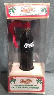 De colección 2000 Coca-Cola Sunbloom Santa Miniatura Llena Botella Ornamento Coleccionista Foto 1 de 4