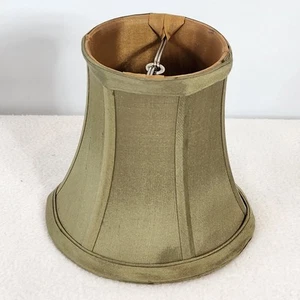 Golden Green Shantung Silk Mini Lamp Shade Clip On Style 5.5"W/5.5"H Bell Shape - Picture 1 of 10