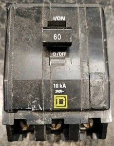 1 SQUARE D QOB360 QOB 3 POLE 60AMP 240V 10kA CIRCUIT BREAKER Ships Fast HACR - Picture 1 of 7