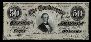1864 $50 Confederate States of America  Note Richmond AU - Picture 1 of 2