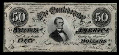1864 $50 Confederate States of America  Note Richmond AU - Image 1 of 2