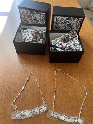 (2) GUCCI Estrella Mariposa Corazón Dije Collares Plata 925 Auténticos Con Caja Bolsa Foto 1 de 4