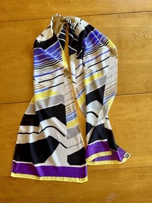 Anne Klein Silk Scarf Oblong Vibrant Colors Geometric Abstract Vintage 1980s - Image 1 of 4