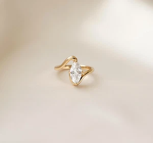 9k Solid Gold Lab Grown Diamond Wedding Rings Marquise Cut Rings gifts for him - Picture 1 of 4