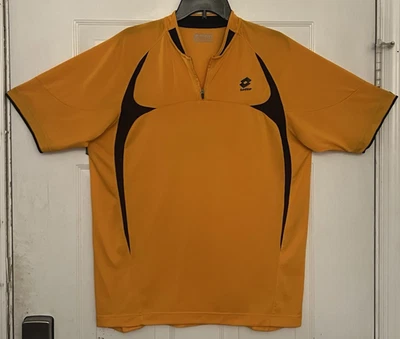 Lotto Men's Yellow & Black Mesh Jersey Shirt Size Large Italian Sport Design - Image 1 of 4