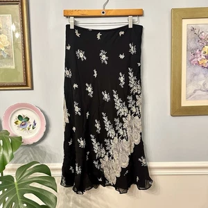 Vintage Express Seidenrock Large Fairy Whimsigoth Y2K 90er Maxi asymmetrisch Spitze - Bild 1 von 6