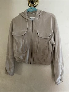 Reserve Fairfax hellbraun Reißverschluss vorne kurz geschnitten Sweatshirt Hoodie Gr. Small - Bild 1 von 6