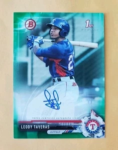 2017 Bowman Retail Prospect Auto Green /99 Leody Taveras #PA-LT Auto SP - Picture 1 of 4