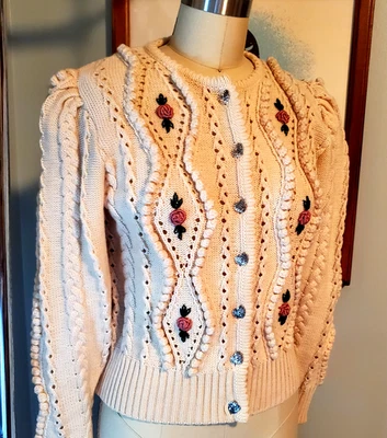 Suéter Tirol Bordado Manga Abullonada Lanamoden Salzburg De Colección Tejido con Cable  Foto 1 de 4