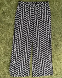 Old Navy Women High-Waisted Playa Wide-Leg Pants Size Large Tan Black Print - Picture 1 of 4
