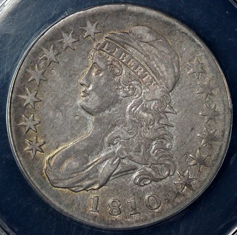 1810 50c Capped Bust Half Dollar ANACS EF 45 Cover