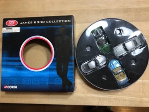 Corgi James Bond Car Collection 007 Film Canister Set 4 Aston Martin Jag BMW WOW - Picture 1 of 2