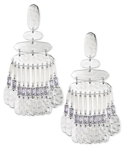 💖🌟NWT Kendra Scott Nicola Drop Statement Earrings in Rhodium Lilac Crystal🌟💖 - Picture 1 of 7
