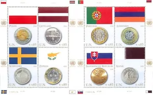 5. Banderas y monedas de las Naciones Unidas ONU Vienne 2008 montadas sin montar o nunca montadas - Imagen 1 de 2