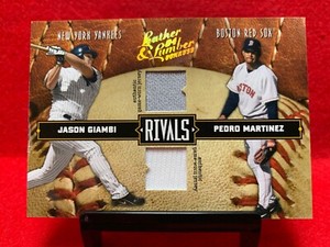 Pedro Martinez & Jason Giambi Dual GU Relics #/250 ~ 2004 Leather & Lumber