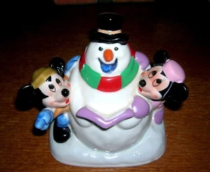Walt Disney Schmid Merry Medley Mickey Minnie Snowman Figurine Vintage 1987 - Picture 1 of 5