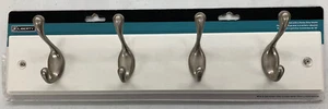 LIBERTY White Satin Nickel 18" Rail with 4 Heavy Duty Hooks Wall Hanger - Picture 1 of 3