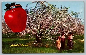 AK Apfelland Kleine Kinder Kids Blick auf Apfel Obstgarten Naturszene - Bild 1 von 2