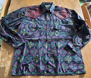 SOULEIADO Cotton Shirt Paisley Print Button-Down L/S Multicolor SZ 5 (XL) - Picture 1 of 6
