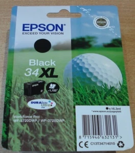 Cartucho de tinta BOLA DE GOLF ORIGINAL EPSON 34XL negro T3471 en caja fecha 2026 - Imagen 1 de 2