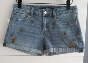 Pantalones Cortos de Jean Lucky Brand The Roll Up Talla 6/28 Flor Bordada Lavado Claro - Imagen 1 de 11