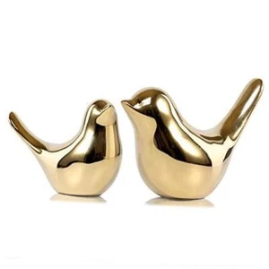 Small Birds Statues Gold Home Decor Modern Style Figurine M&L Golden - Picture 1 of 7