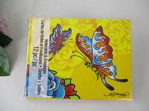 Arte de tatuaje de rosas mariposa brillantes Ed Hardy de colección 12 piezas. Juego de tarjetas de notas 2013 - Imagen 1 de 5