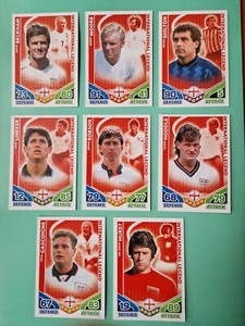 ENGLAND BUNDLE 8 CARDS INTERNATIONAL LEGEND  MATCH ATTAX WORLD CUP 2010 RETRO