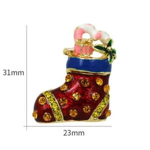 Christmas Crystal Rhinestone Brooch Pin for Women Jewelry Xmas Sock Stocking C - Picture 1 of 1
