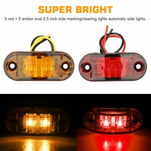 2.5" LED Car Truck Trailer RV Side Clearance Marker Lights Amber/Red Light Oval - Picture 1 of 12