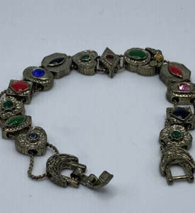 Bracciale Ciondolo Vittoriano Revival Slide Fiore Luna Cerchio Ovale Multicolore - Foto 1 di 7
