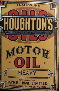 Insegna Metallo Houghtons Olio Motore 9x12 Rustico Mancava Garage OG1 - Foto 1 di 1