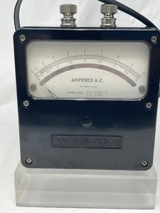 Weston Model 433 Ammeter Amperes AC Amp Meter, Dual Range, FREE SHIPPING! - Picture 1 of 8