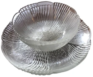 LIBBEY VINTAGE HARMONY LOTE TRANSPARENTE DE 5: 3 platos de ensalada de 7,5”, 2 cuencos pequeños de 5” usados en excelente estado - Imagen 1 de 12