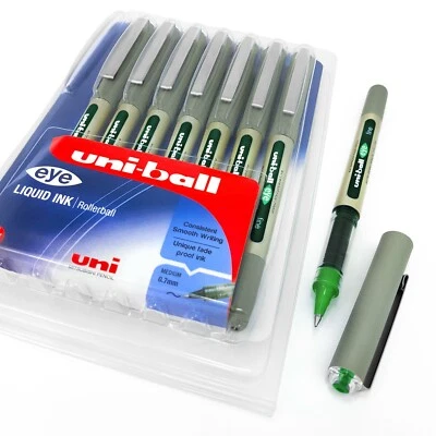 Uni-Ball EYE - UB-157 Rollerball Pens - 0.7mm Nib - Green Ink - Wallet of 8 - image 1 of 3