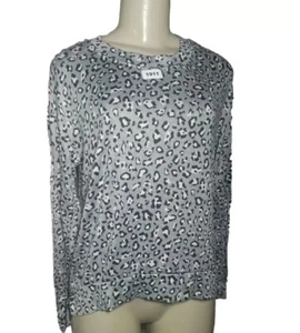 Top pullover pigiama stampa animalier Secret Treasures grigio piccole maniche lunghe  - Foto 1 di 5